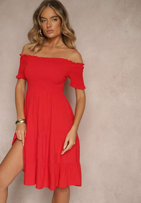 Czerwona Sukienka z Bawełny Hiszpanka Tolarelle