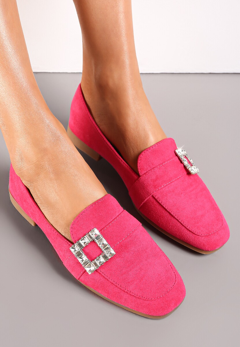 Czarne Mokasyny z Kwadratowym Noskiem i Klamerką w Cyrkonie Maritatia