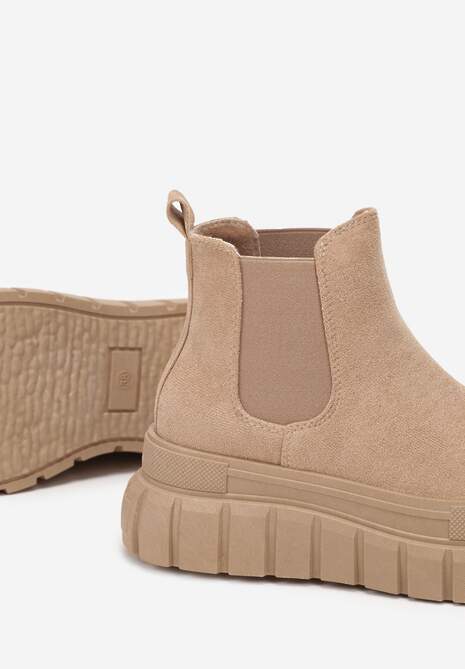 Beżowe Botki Sztylety za Kostkę na Platformie Divit