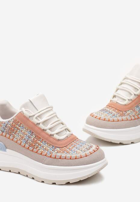 Pomarańczowe Sneakersy na Platformie Buffona