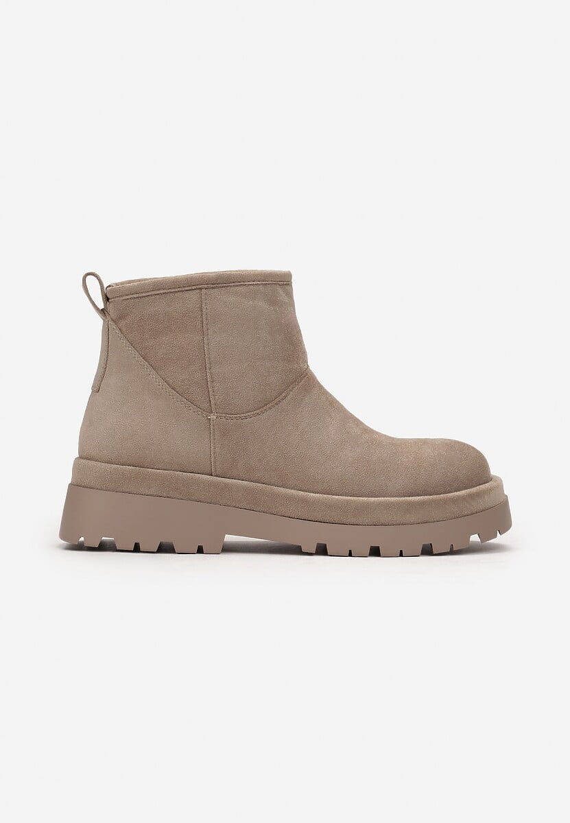 Ciemnobeżowe Botki Śniegowce na Platformie Nigvale