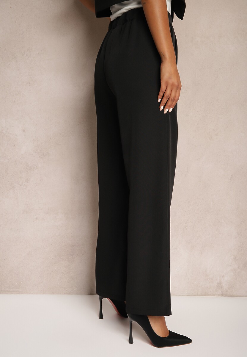 Czarne Szerokie Spodnie w Eleganckim Stylu Hanessame