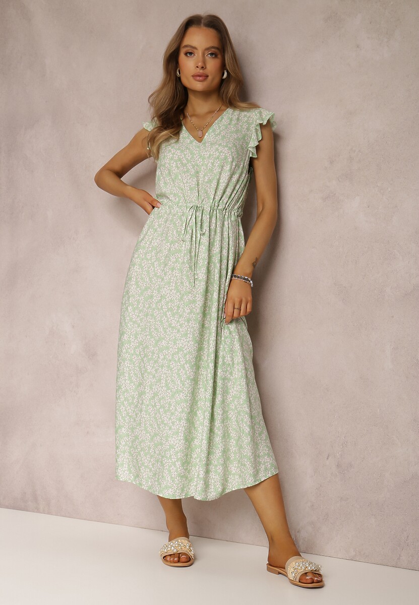 Jasnozielona Sukienka z Wiskozy Yvess