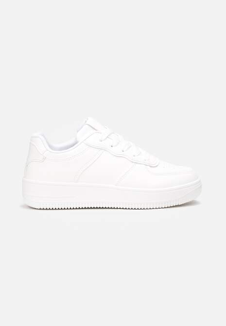 Białe Sneakersy Sznurowane na Grubej Podeszwie Taleith