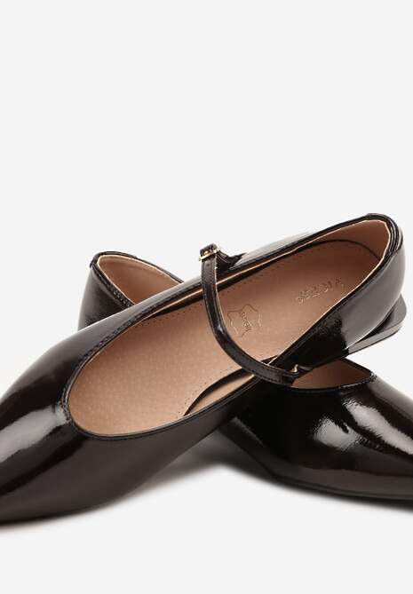 Brązowe Balerinki Mary Jane Vices z Geometrycznym Obcasem i Skórzaną Wkładką Vermene