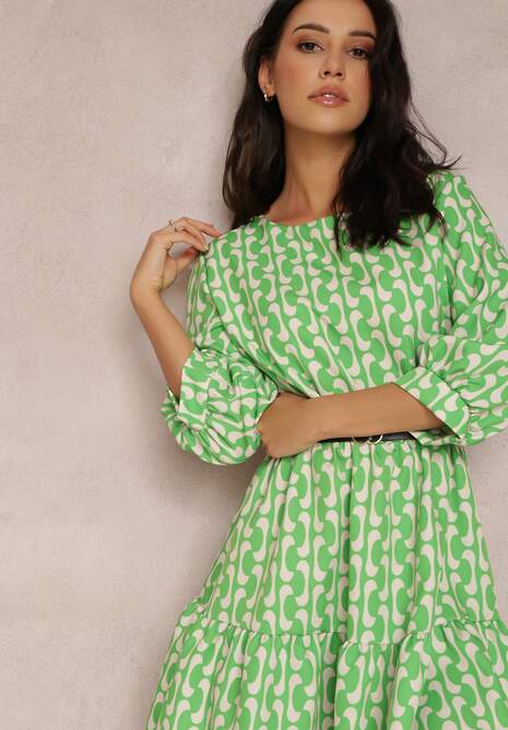 Zielona Sukienka z Paskiem Kaliphae