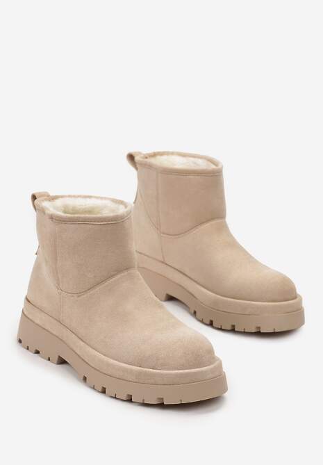 Beżowe Botki Śniegowce na Platformie Nigvale
