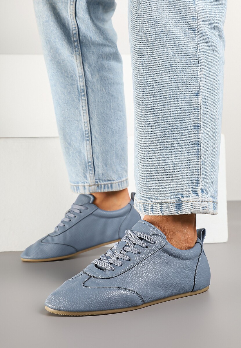 Niebieskie Tenisówki bez Zdobień z Ekoskóry Verillis