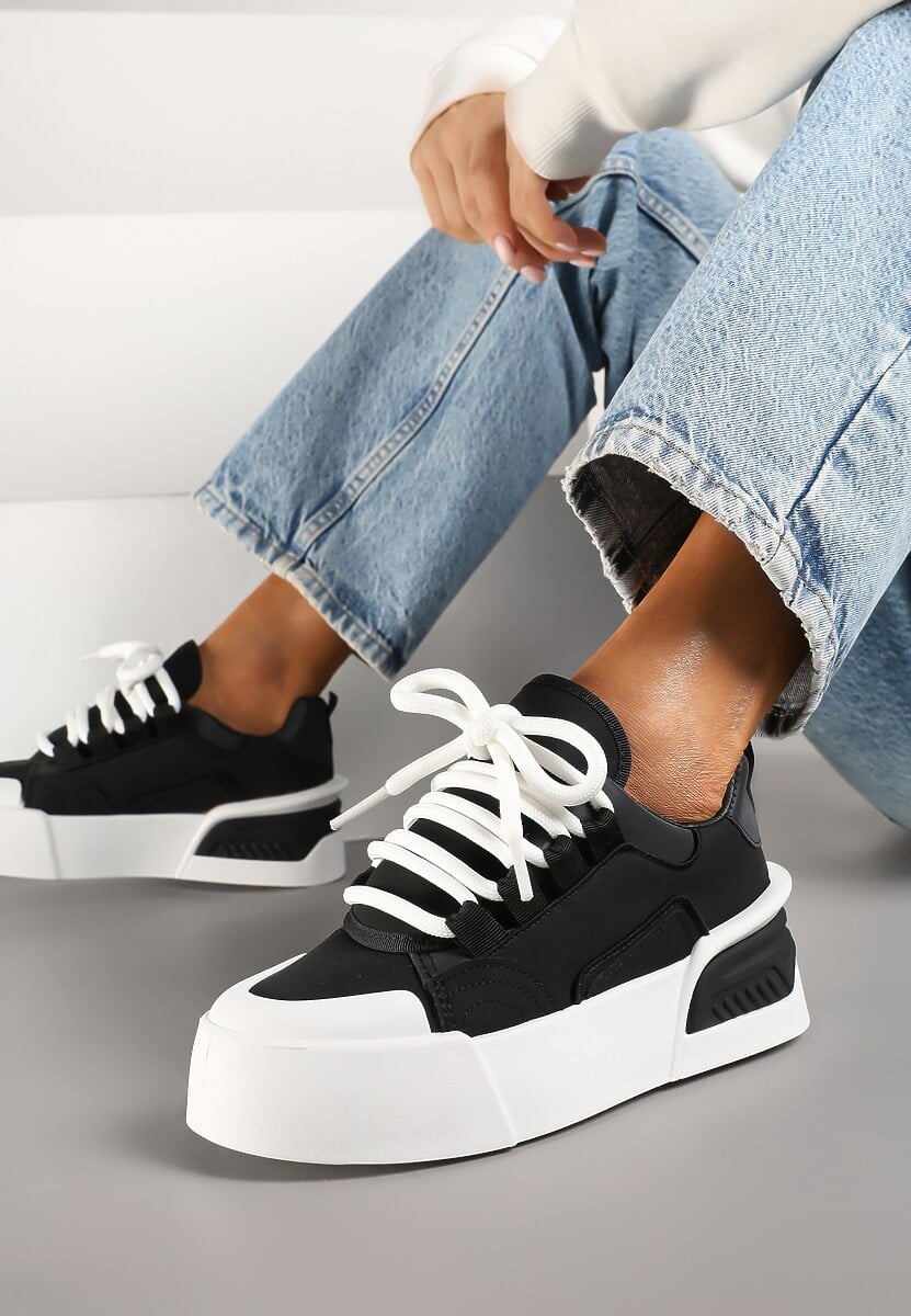 Białe Streetwearowe Sneakersy Trampki na Platformie Danenith