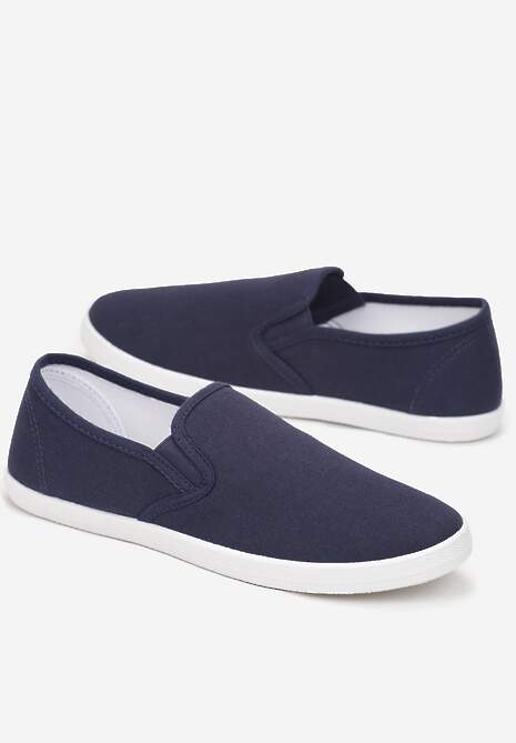 Granatowe Materiałowe Tenisówki na Elastycznej Podeszwie Aishani