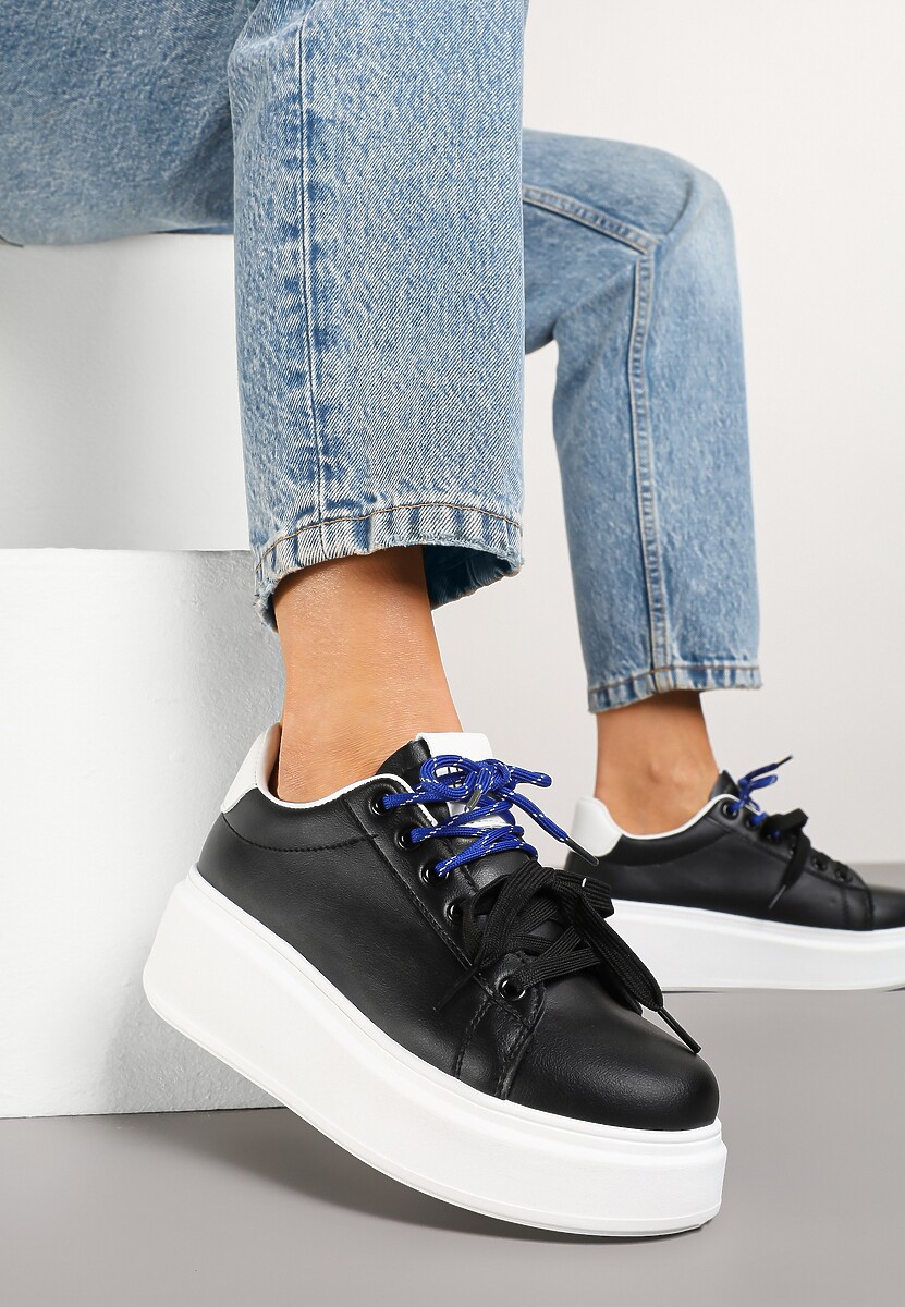 Czarno-Białe Sneakersy z Podwójnym Sznurowaniem Zdivoria