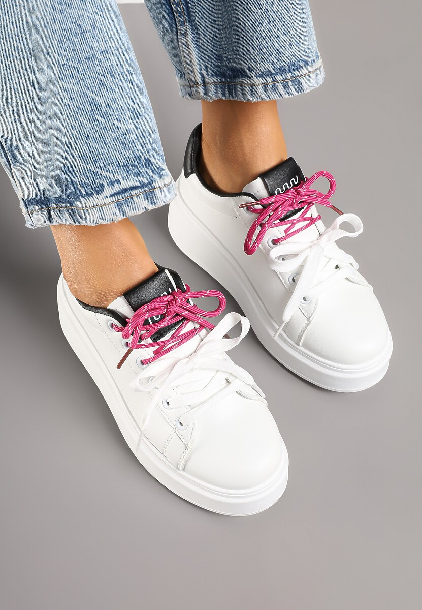 Biało-Czarne Sneakersy z Podwójnym Sznurowaniem Zdivoria