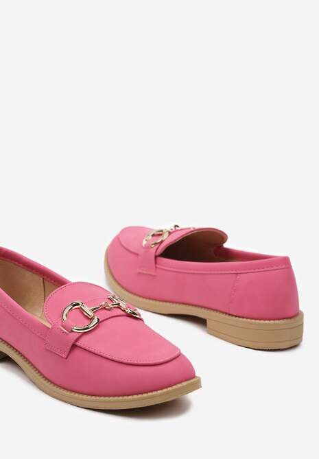 Fuksjowe Mokasyny Ozdobione Klamerką i Przeszyciem Ellvina