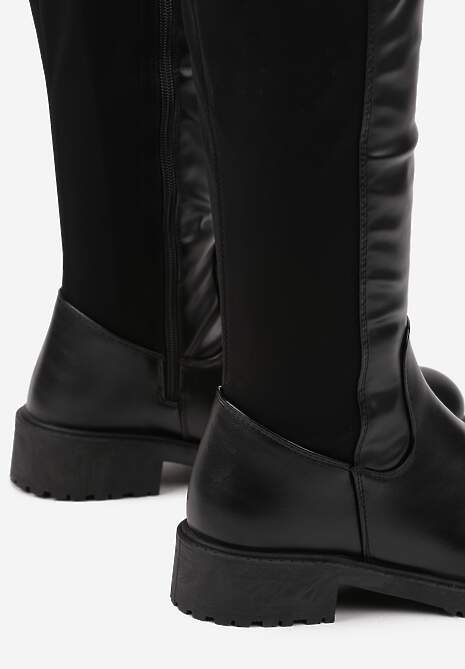 Czarne Kozaki Vices z Imitacji Skóry Typu Muszkieterki Anlave