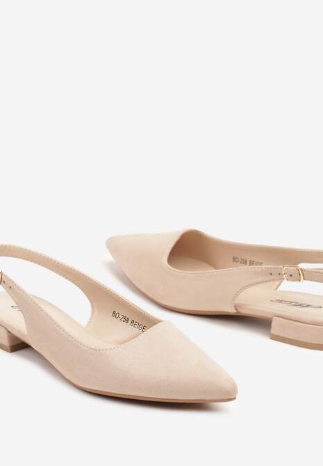 Beżowe Sandały z Ekozamszu ze Szpiczastym Noskiem Terevelis