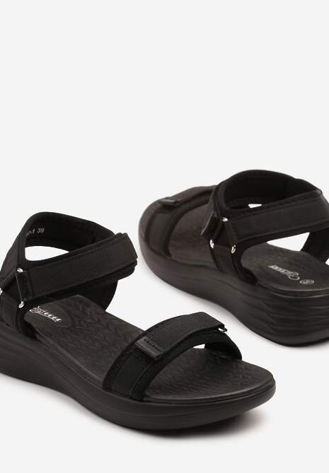 Czarne Sportowe Sandały na Piankowej Podeszwie Zapinane na Rzep Ulimelia