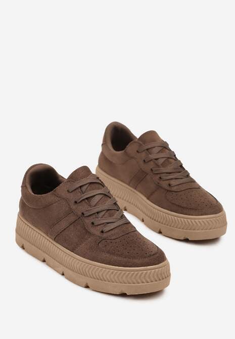 Brązowe Sneakersy Vices na Platformie z Tłoczeniem Alarrive
