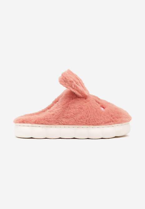 Ciemnoróżowe Futrzane Kapcie Vices na Platformie z Tłoczeniem w Stylu Królika Adarevia