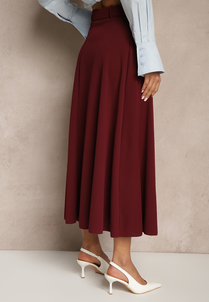 Bordowa Spódnica o Rozkloszowanym Kroju Melobia