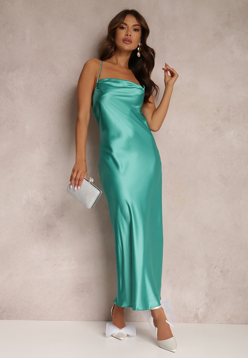 Zielona Sukienka Satynowa Chusposea