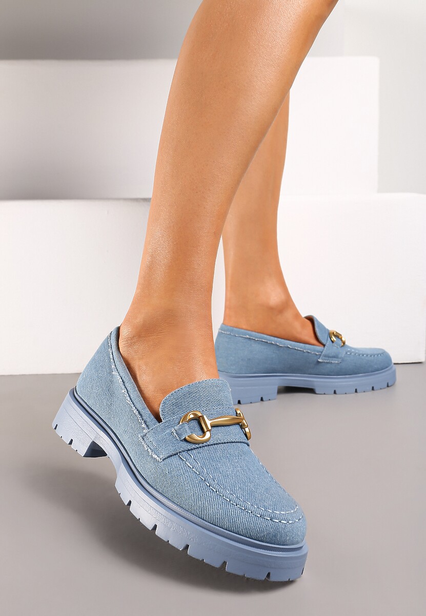 Złote Eleganckie Mokasyny z Minimalistyczną Klamerką Lenar