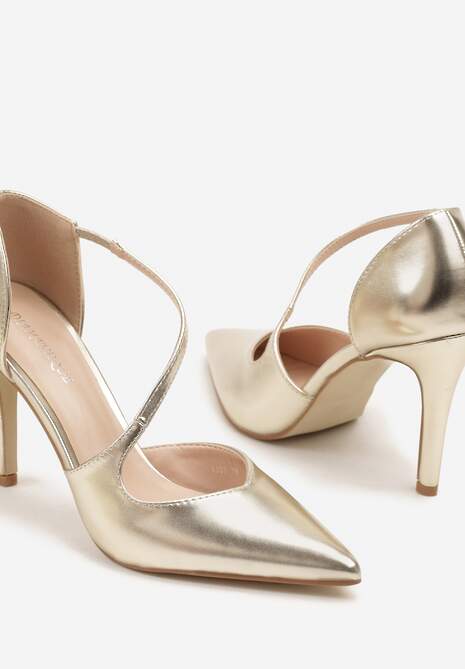 Złote Szpilki z Ozdobnym Paskiem Adelli