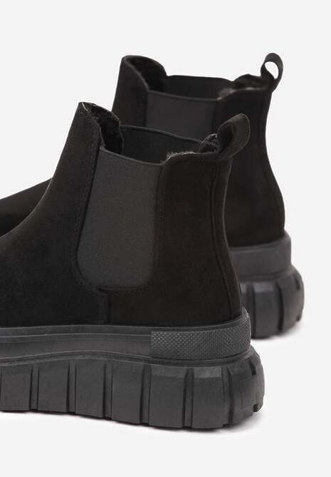 Czarne Botki Sztylety za Kostkę na Platformie Divita