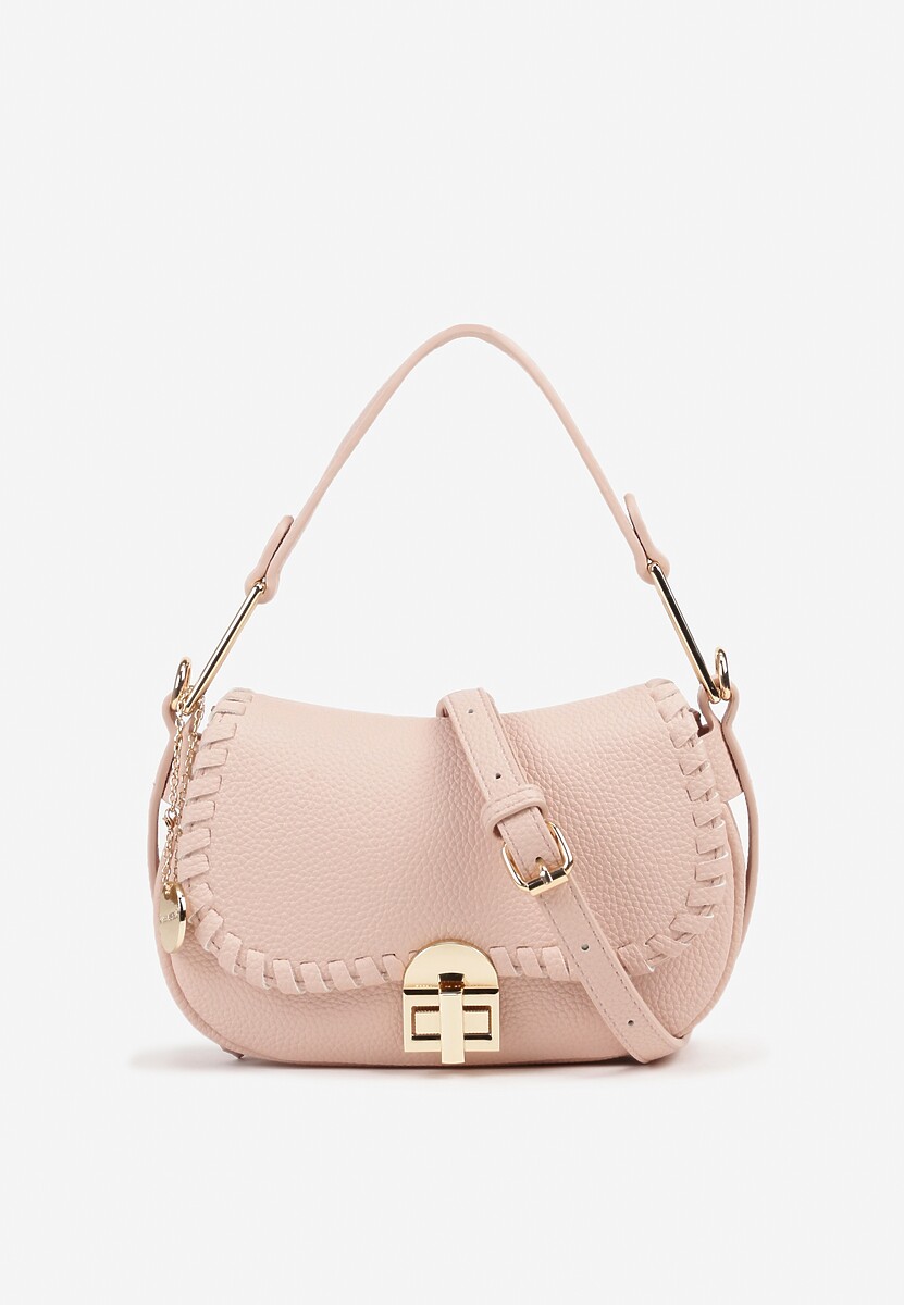 Różowa Torebka Typu Bagietka z Dołączonym Paskiem Crossbody Nanoria