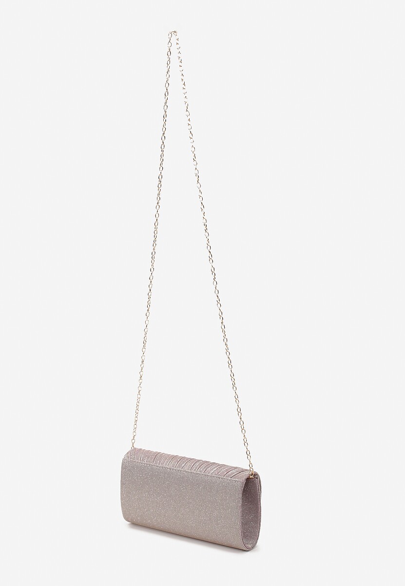 Różowa Metaliczna Torebka Kopertówka na Ramię Lunke