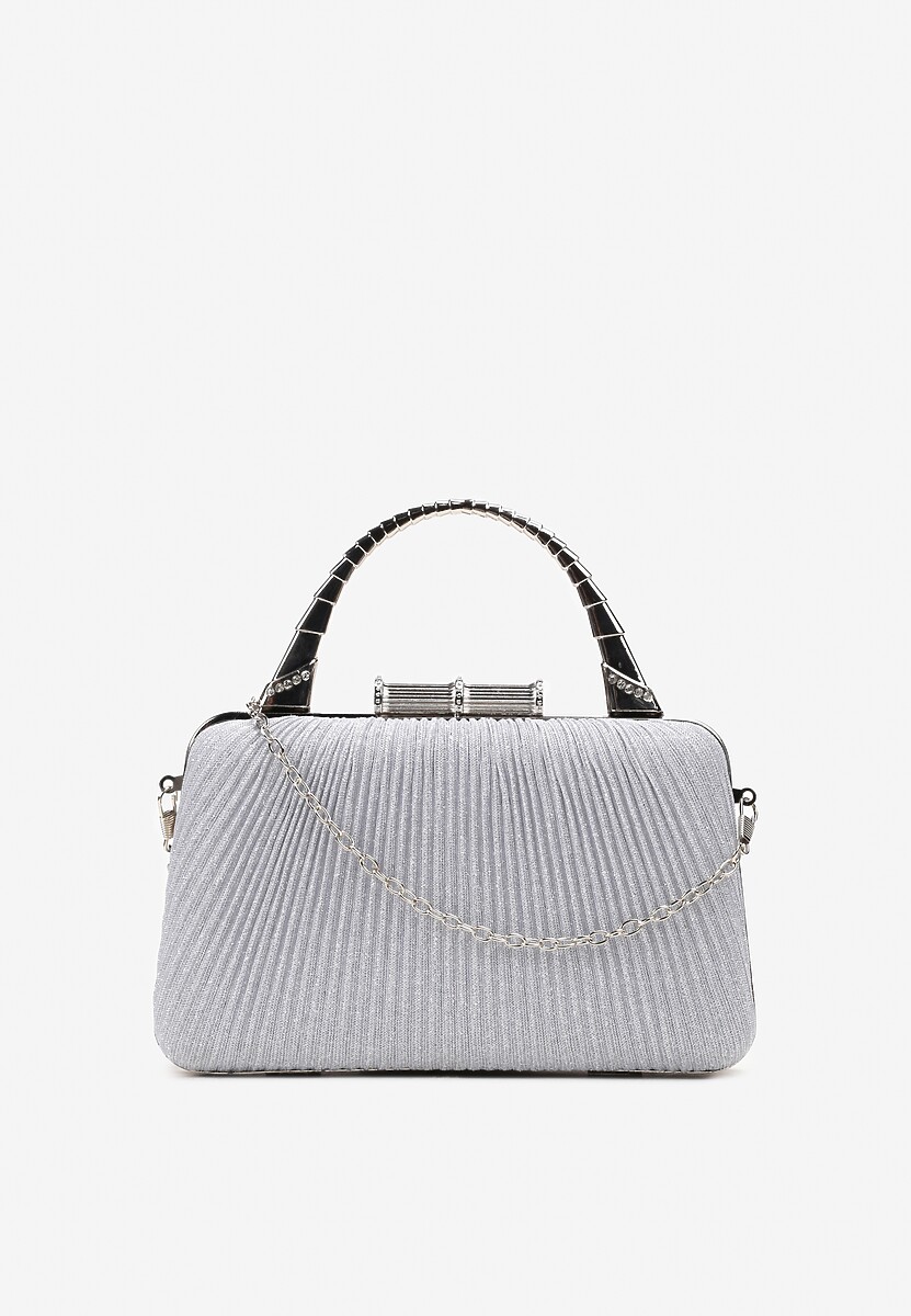 Czarna Połyskująca Torebka Kopertówka z Łańcuszkiem Bouffa