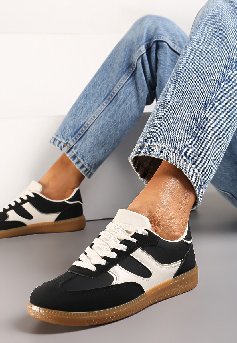 Czarne Sneakersy Tenisówki Ozdobione Wstawkami Ysalesa