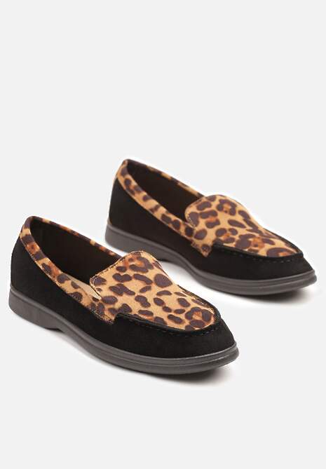 Panterkowe Mokasyny Ozdobione Przeszyciami Fonaleia