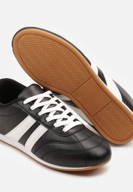 Czarne Sneakersy Typu Tenisówki z Paseczkami Liantina