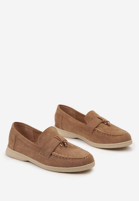 Brązowe Mokasyny z Zawieszką w Kształcie Kłódki Lorniwas