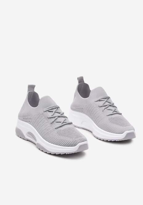 Szare Wsuwane Buty Sportowe w Skarpetkowym Stylu z Ozdobną Podeszwą Moonlise