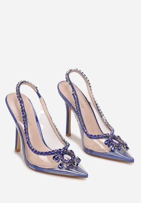 Niebieskie Sandały Transparentne z Cyrkoniami Vophi