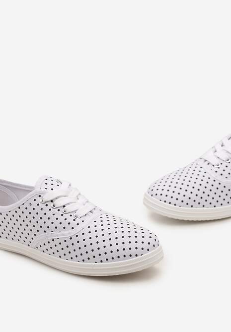 Białe Tenisówki przed Kostkę w Kropki Porenia