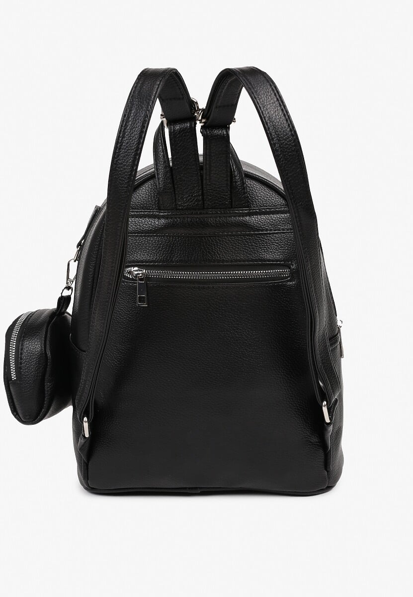 Czarny Mały Plecak z Dodatkową Saszetką i Kieszenią z Suwakiem Pasianne