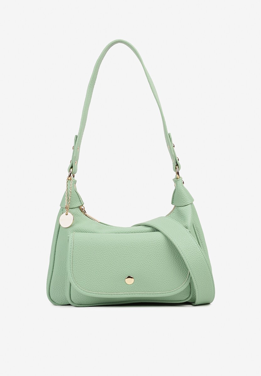 Zielona Torebka z Metaliczną Aplikacją i Kieszonką z Klapą Valiris