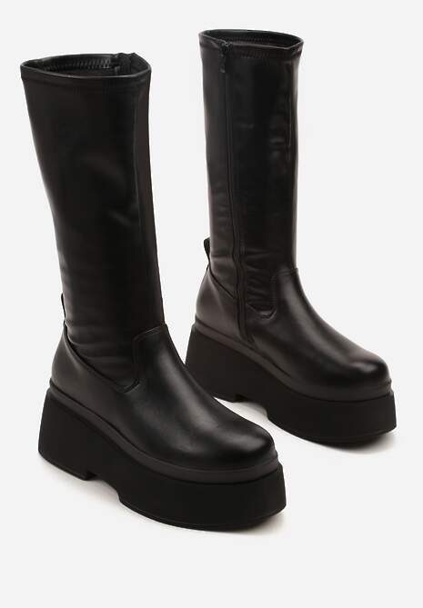 Czarne Botki na Platformie w Stylu Grunge Firnee