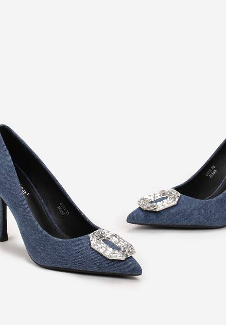 Niebieskie Błyszczące Szpilki Ozdobione Cyrkoniami Morens