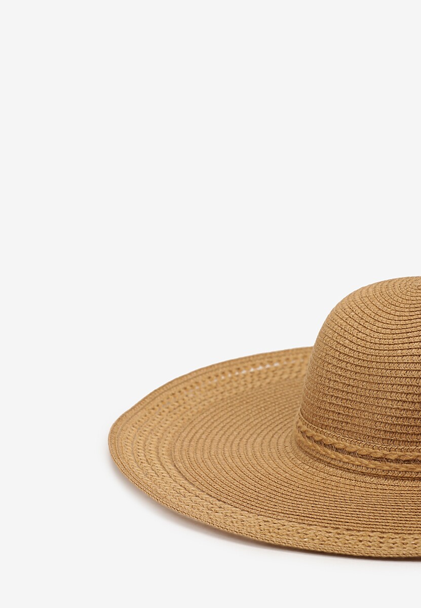 Ciemnobeżowy Kapelusz Plażowy z Plecionki w stylu Boho Amicuralia