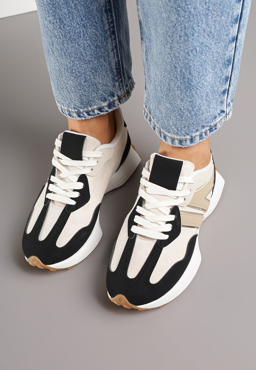 Czarne Sneakersy Ozdobione Geometrycznym Motywem Rilameia