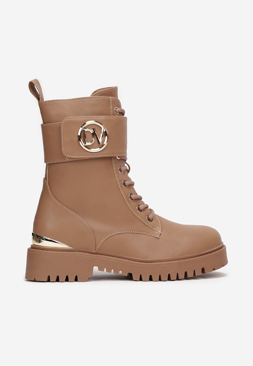 Brązowe Botki na Grubej Podeszwie Jackeline