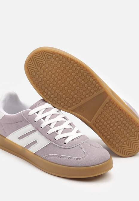 Jasnofioletowe Sneakersy Kultowe Tenisówki Zdobione Przeszyciami Eveltewia