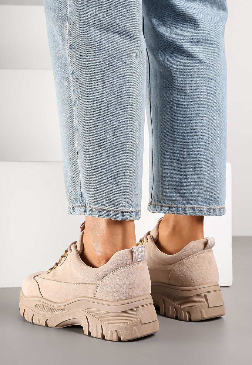 Beżowe Sneakersy Farwynn