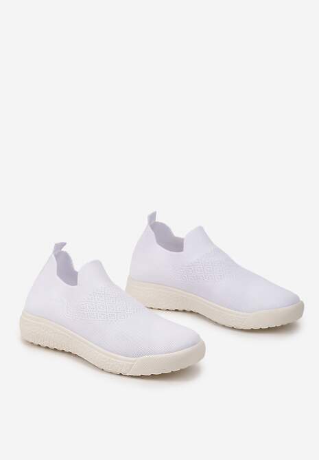 Białe Buty Sportowe ze Skarpetkową Cholewką i Ściągaczem Arnalli