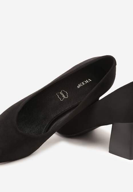 Czarne Czółenka Vices na Stożku z Wkładką ze Skóry Naturalnej Esande