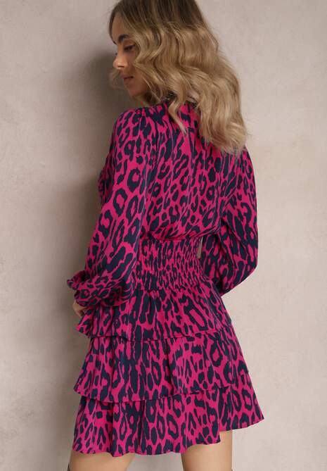 Fuksjowa Sukienka w Panterkę z Falbankami Coso