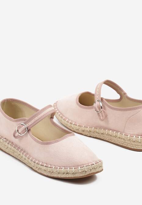 Różowe Espadryle z Ekozamszu Zapinane na Pasek z Klamerką Deolisse